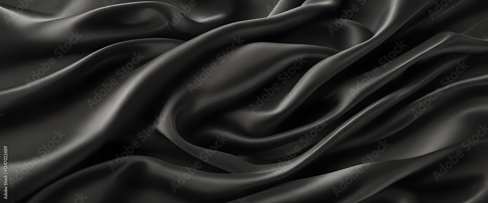 Elegant Black Silk Fabric with Rich Texture for Ramadan Gatherings Elegant Black Silk Fabric with Rich Texture for Ramadan Gatherings