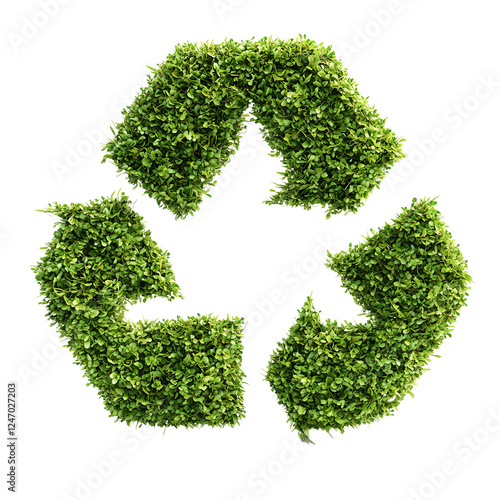 Green Recycling Symbol Made of Leaves