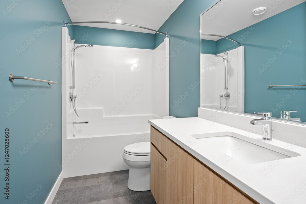 A bathroom with a white toilet and sink A bathroom with a white toilet and sink