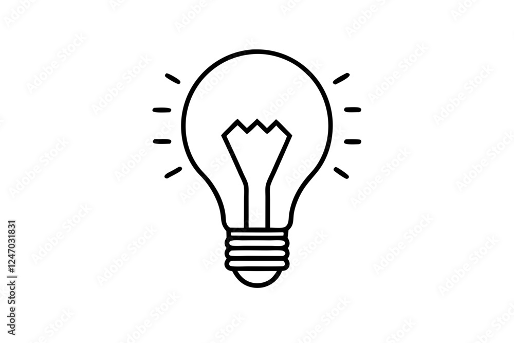 Lightbulb Silhouette Icon on White Background Lightbulb Silhouette Icon on White Background