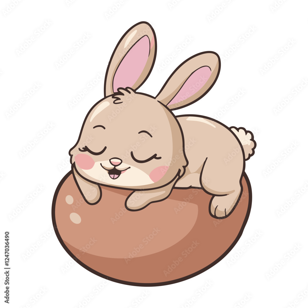 bunny sleeping on a egg Vector, EPS File bunny sleeping on a egg Vector, EPS File