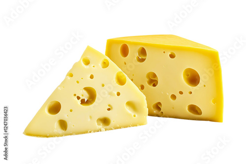 Close-Up of Aged Hard Cheese with Texture on Pure White

