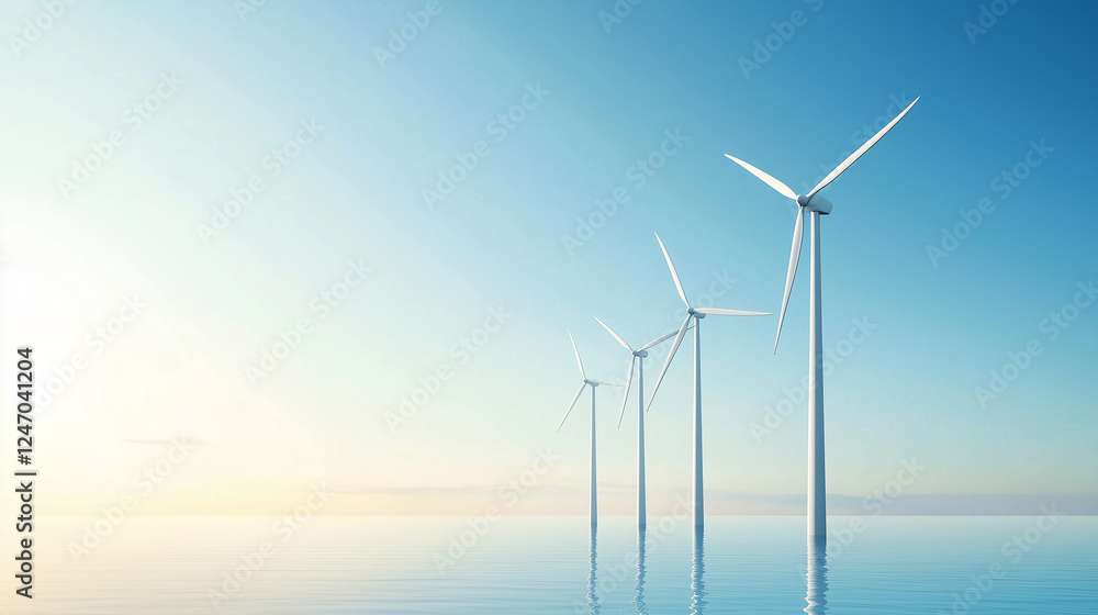 Obraz premium wind turbines energy generation at sea.Environmental technologies