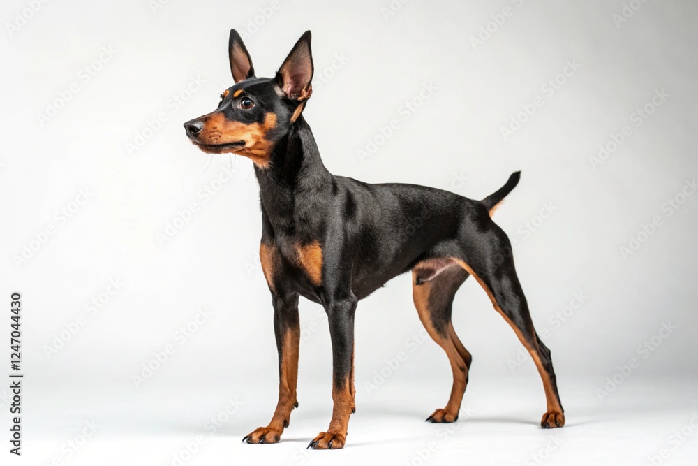 miniature pinscher dog isolated on white backgound miniature pinscher dog isolated on white backgound