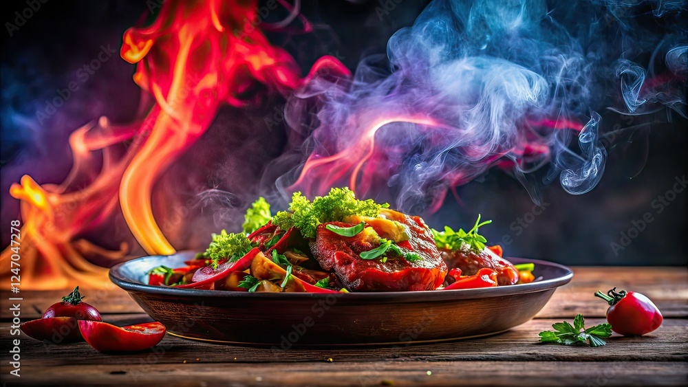 Gloomy Neon Red Smoke Food Photography Gloomy Neon Red Smoke Food Photography