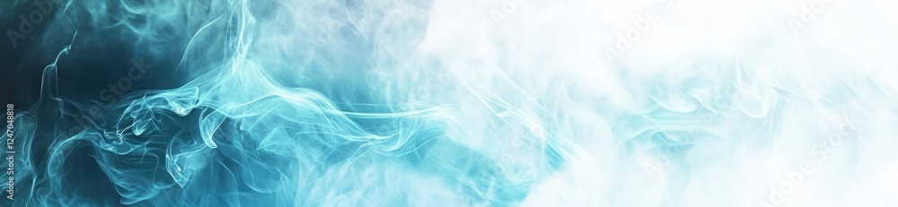 Obraz premium Abstract blue and white smoke swirls, ethereal background texture.