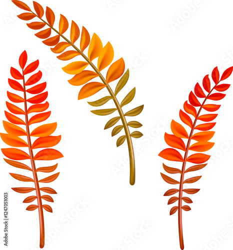 Autumn leaves. for wallpaper, wrapping paper, fabric, seasonal holidays. acacia, rowan, fern. Eps 10.