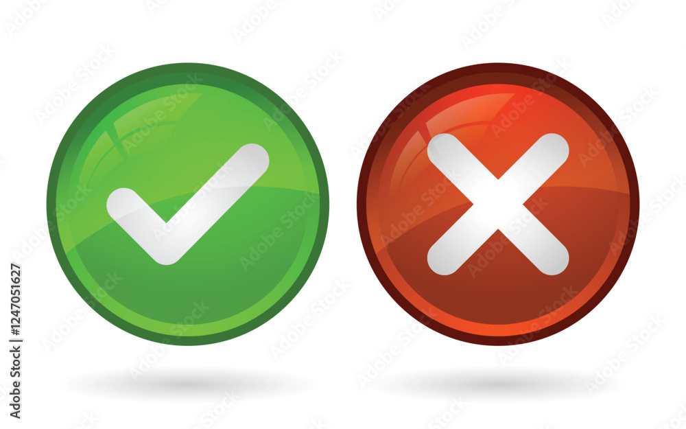 Green Checkmark and Red Cross mark Icon vector illustration Green Checkmark and Red Cross mark Icon vector illustration
