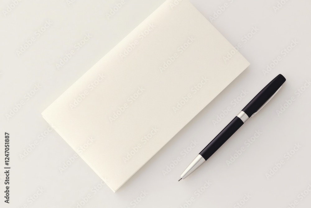 Notepad and pen on a clean surface for notes and ideas during work or study sessions Notepad and pen on a clean surface for notes and ideas during work or study sessions