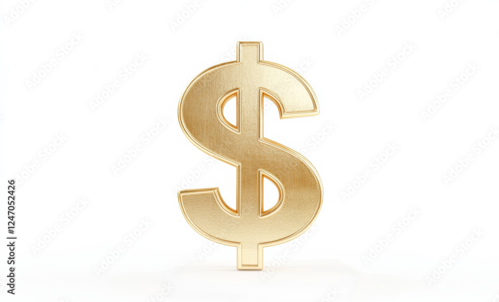 Golden dollar sign representing wealth and financial success in a minimalist setting Golden dollar sign representing wealth and financial success in a minimalist setting