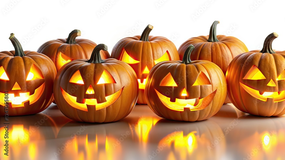 Fototapeta premium Halloween Jack-o'-Lanterns Panoramic Photo