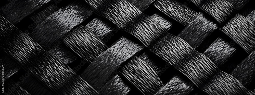 Fototapeta premium Close-up of a carbon fiber material with a woven pattern 