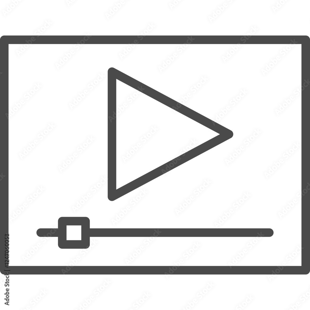 Play Button Line Art Sign. Vector Illustration with Single Outline Icon. Play Button Line Art Sign. Vector Illustration with Single Outline Icon.