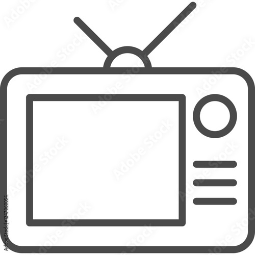 TV Set Retro Line Art Sign. Vector Illustration with Single Outline Icon.