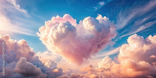 Wallpaper Mural Heart Clouds Pink White Sky Photography, Romantic Cloud Heart Torontodigital.ca