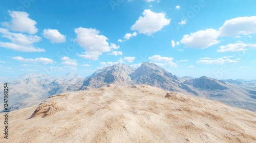 Obraz na płótnie Desert mountain peak landscape under sunny sky w salonie