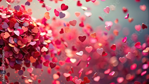 Heart Confetti Motion Blurred Pink Red Rule of Thirds AI Art