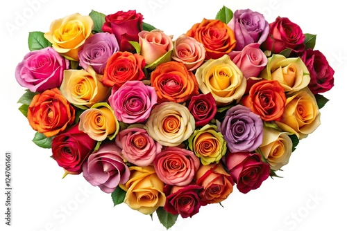 Wallpaper Mural Heart of Roses, Rule of Thirds, AI Photo, Floral Design, Isolated on White Torontodigital.ca