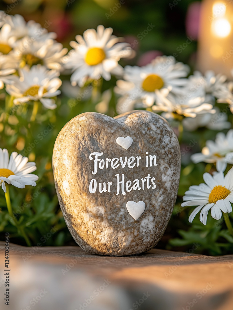 Obraz premium A handcrafted stone pet memorial engraved with 