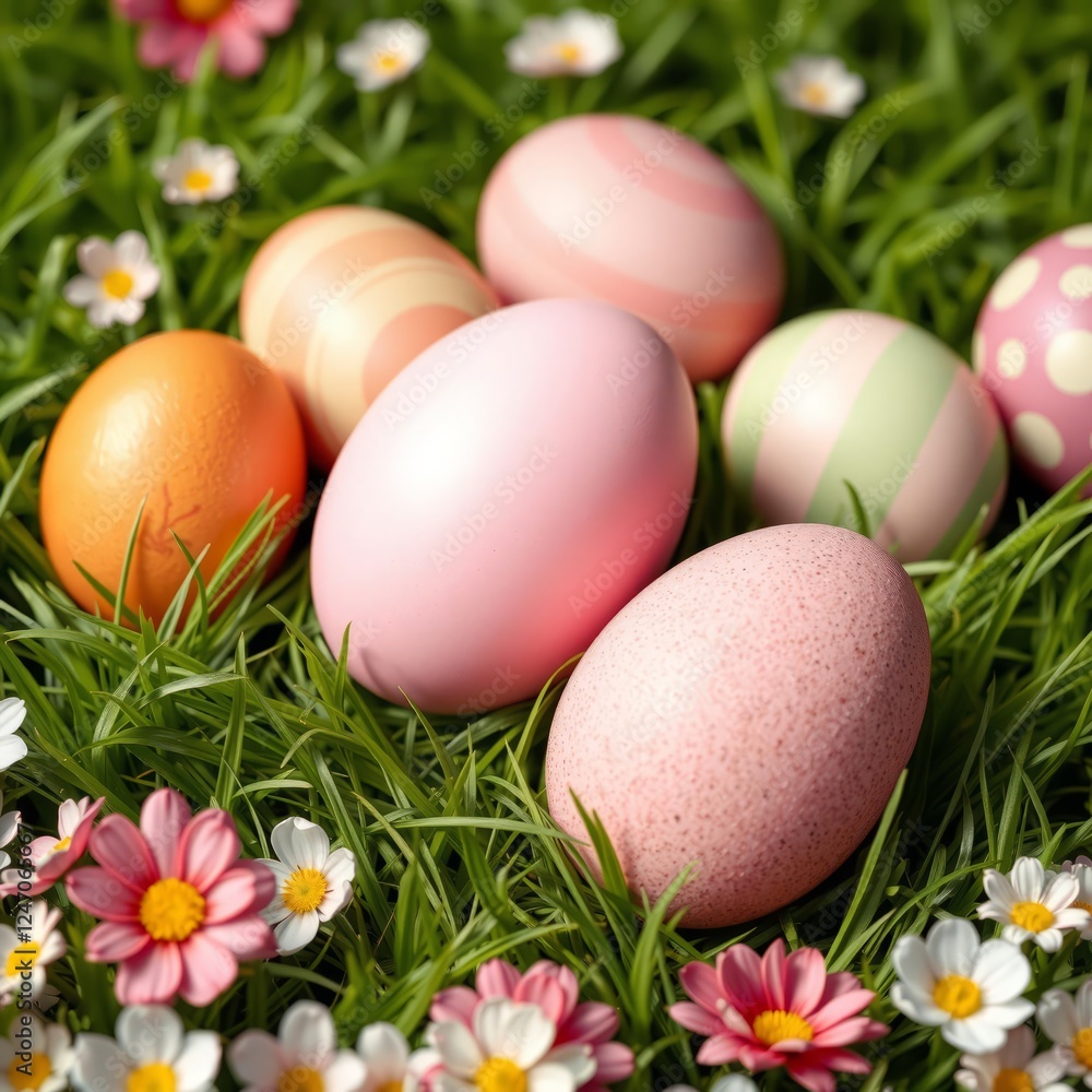 Colorful easter eggs and one big pink easter egg on spring green grass easter border border easter spring decoration background card frame holiday Colorful easter eggs and one big pink easter egg on spring green grass easter border border easter spring decoration background card frame holiday
