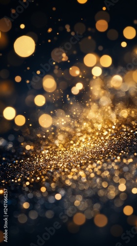 Golden bokeh background with shimmering particles creating a festive atmosphe...