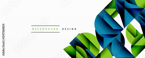 Abstract geometric pattern with intersecting circles and triangles in gradients. The high-contrast composition creates depth and a dynamic, modern aesthetic