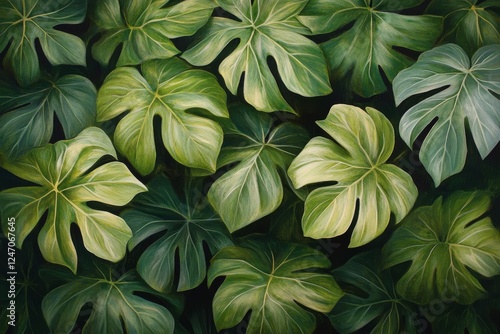 Various green leaves arranged together showcasing different textures and shad...