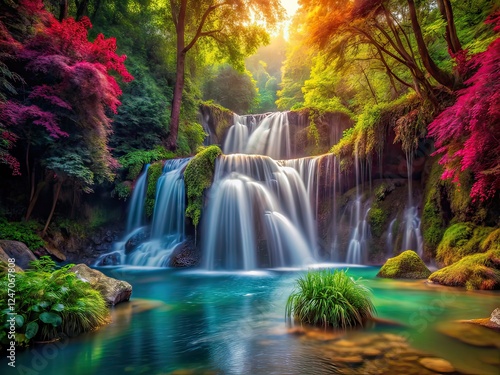Hidden Waterfall, Surreal Nature Photography, Mystical Landscape