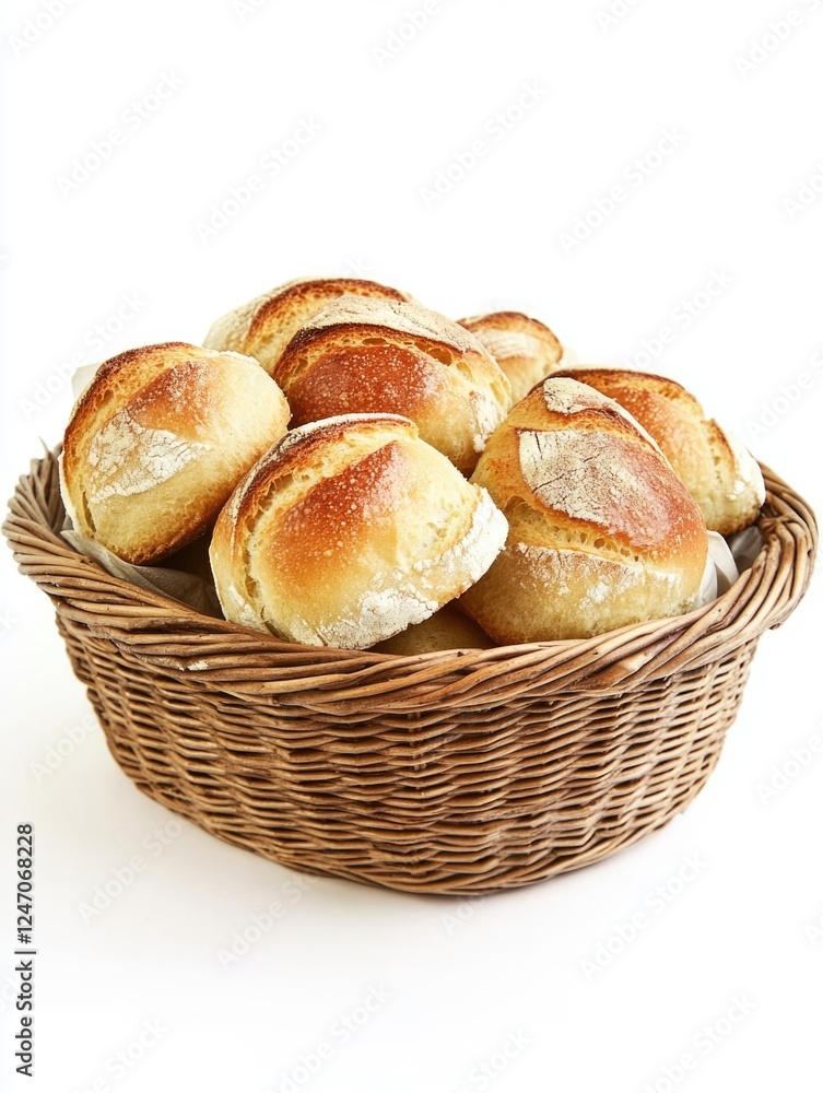 Freshly baked bread rolls in a basket. Freshly baked bread rolls in a basket.