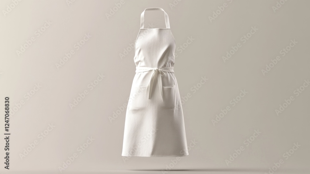 White apron with pocket and tie, isolated on light background. White apron with pocket and tie, isolated on light background.