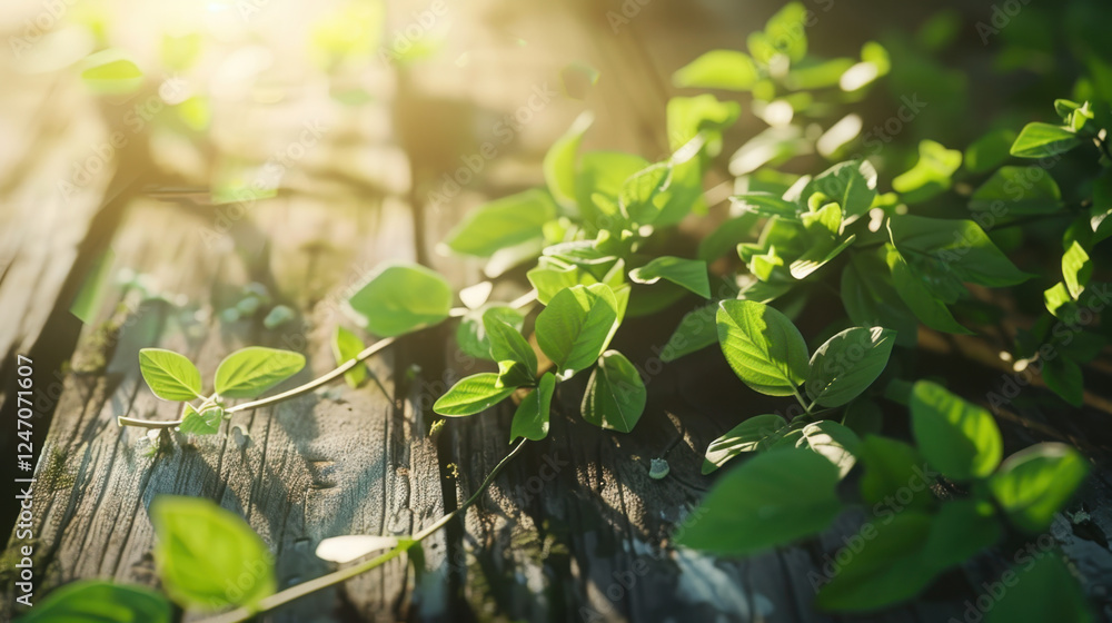 fresh green leaves on wooden background fresh green leaves on wooden background