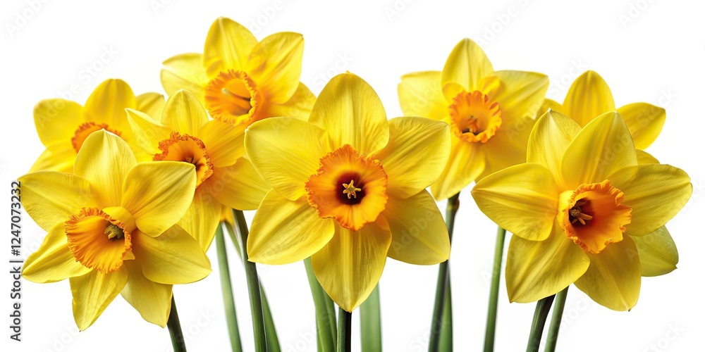 Naklejka premium Isolated Yellow Daffodils - Springtime Documentary Photography