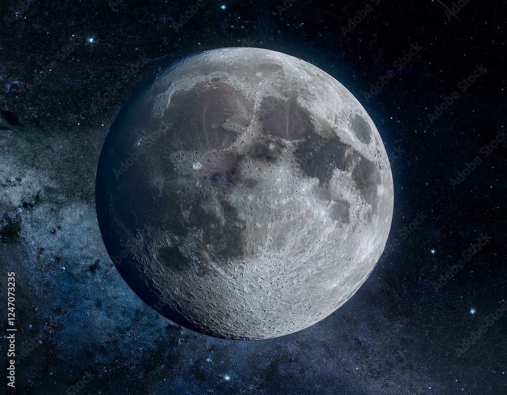 Naklejka premium Imagen de la luna en alta definición en el espacio