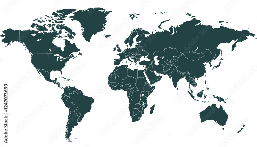 Fototapeta premium World map. Black modern vector map. Silhouette map.