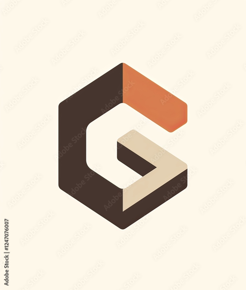 Obraz premium geometric brown and white square featuring the letter 