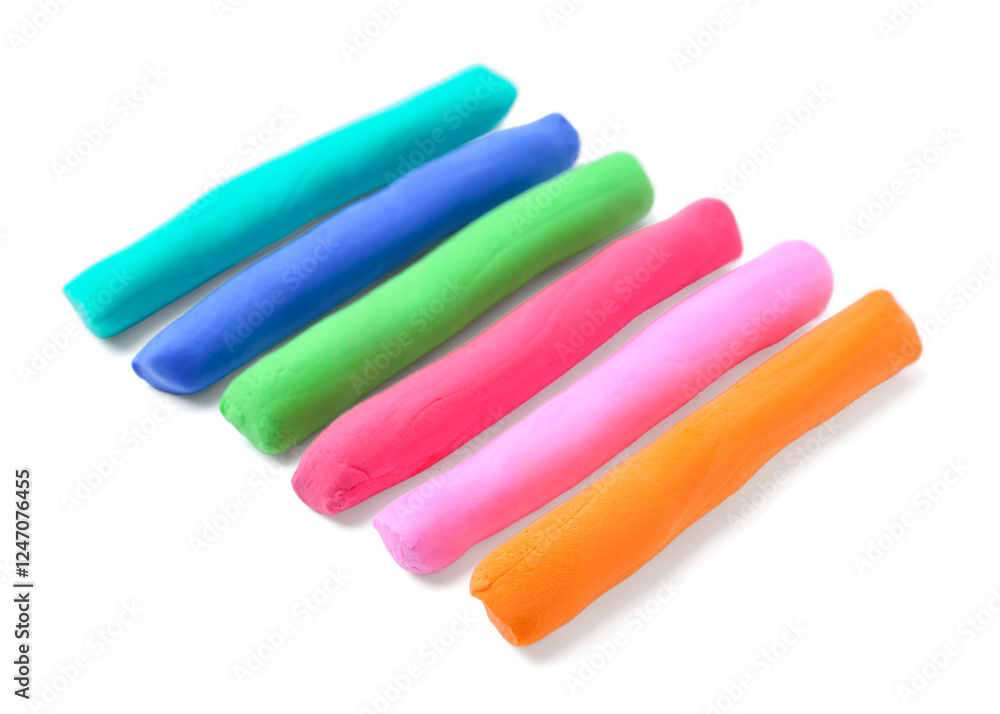 Different colorful play dough isolated on white Different colorful play dough isolated on white