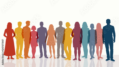 Side-view Silhouettes of people from Various Cultures. People Diversity. Anti-racism Concept for Racial Equality. Social Inclusion. Gender Equality.Multicultural People.Community.Banner