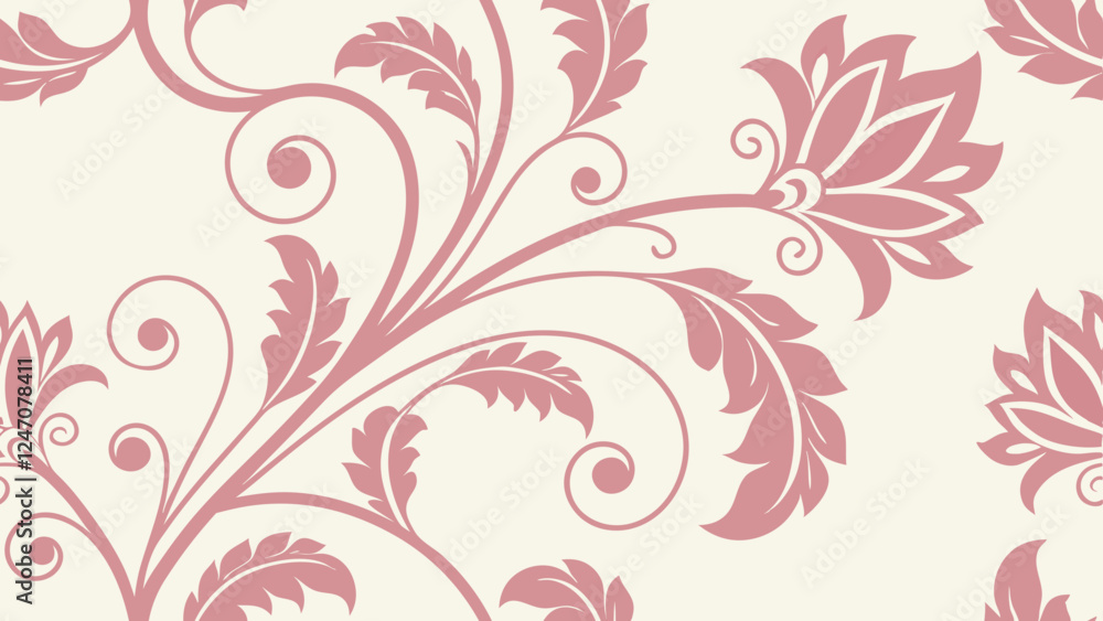 Generative ai. a pink and white floral pattern on a white background. The pattern is intricate and detailed, with a variety of shapes and colors that create a beautiful and eye-catching design Generative ai. a pink and white floral pattern on a white background. The pattern is intricate and detailed, with a variety of shapes and colors that create a beautiful and eye-catching design