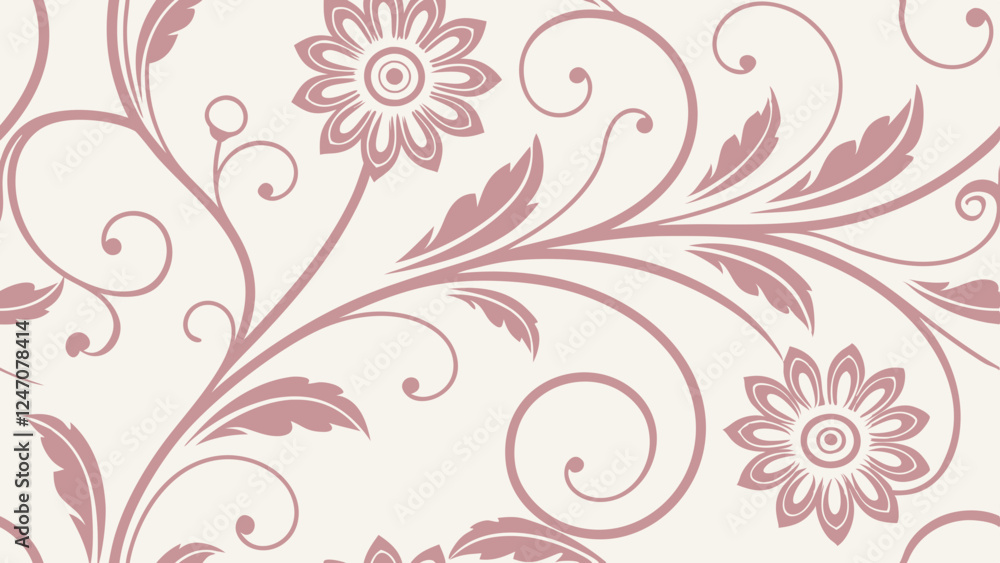 Generative ai. a pink and white floral pattern on a white background. The pattern is intricate and detailed, with a variety of shapes and colors that create a beautiful and eye-catching design