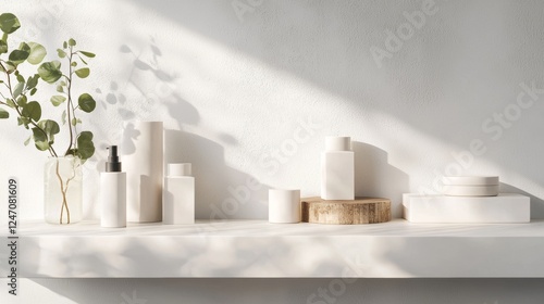 Wallpaper Mural Minimalist skincare and wellness products in white decor Torontodigital.ca