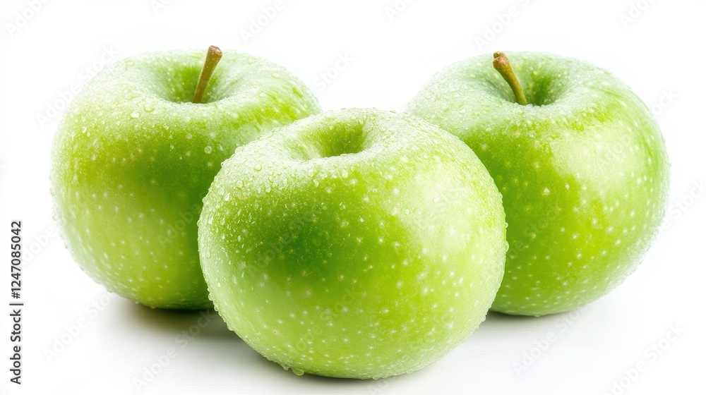 Isolated image of a fresh green apple on a clean white background. Perfect for healthy food or nutrition marketing. Isolated image of a fresh green apple on a clean white background. Perfect for healthy food or nutrition marketing.