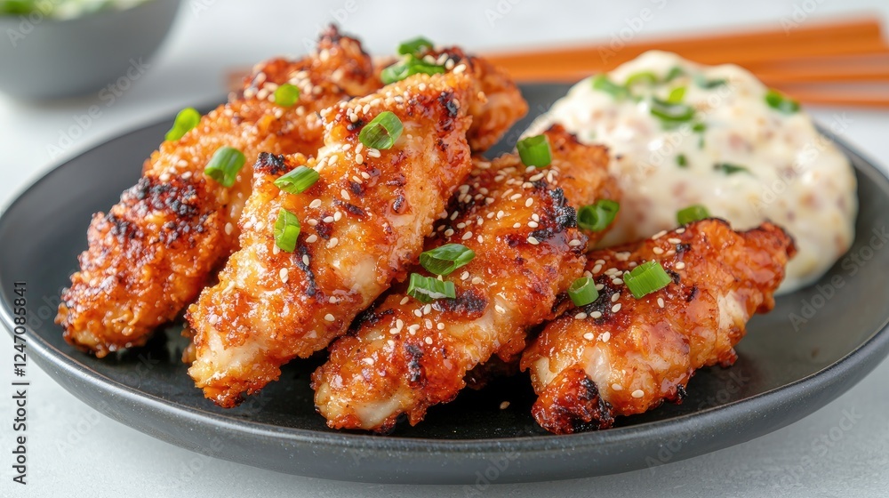 Crispy chicken tenders with creamy sauce Crispy chicken tenders with creamy sauce