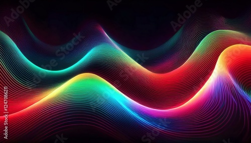  wavy lines on dark backdrop with thin abstract stripes graphic resource background banner

