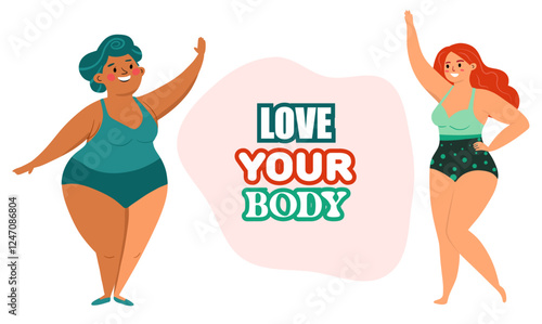 Beautiful women bikini posing. Body positive and love your body