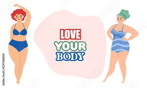 Beautiful women bikini posing. Body positive and love your body