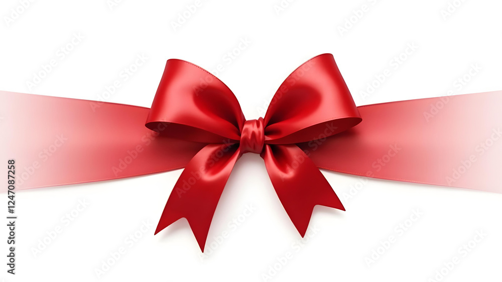 Elegant red ribbon and bow isolated on white Elegant red ribbon and bow isolated on white