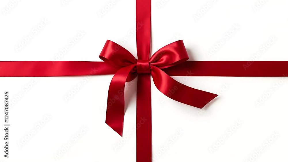 Elegant red ribbon and bow isolated on white Elegant red ribbon and bow isolated on white