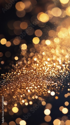 Golden bokeh background with shimmering particles creating a festive atmosphe...