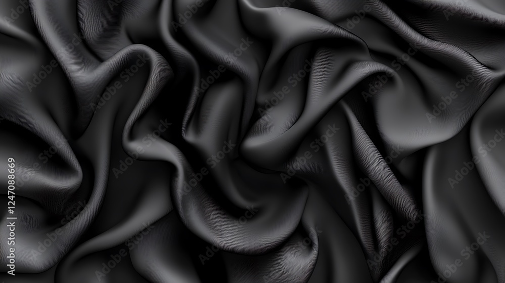 Fototapeta premium Draped black silk fabric texture