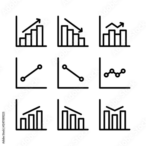 Set of graph icons. Graph and chart icon set. Graph icon. Icon set.